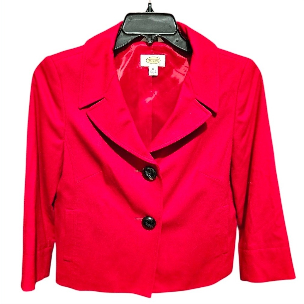 Talbots Red Wool‎ Two Button Cropped Blazer Jacket Women's 10 Office Classic